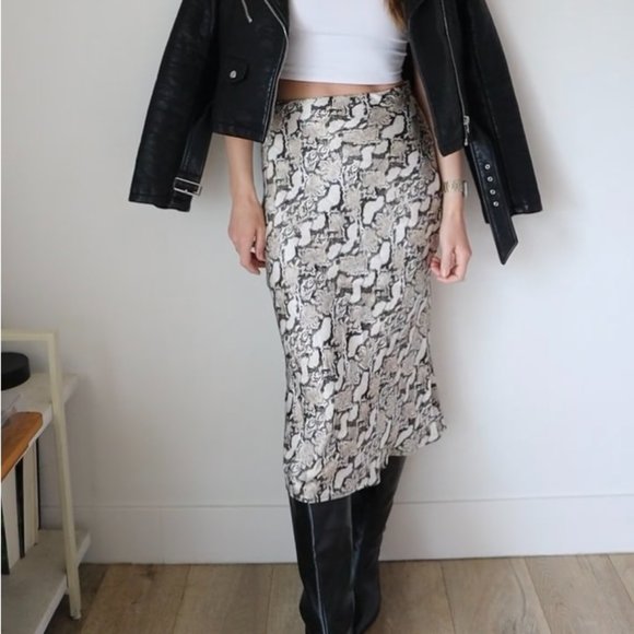 H&M Skirts Hm Midi Skirt Snake Print Poshmark